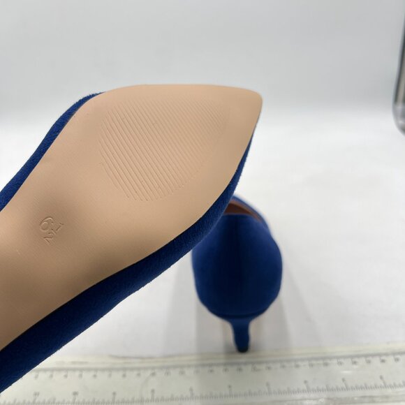 YDN Royal Blue Suede Kitten Heel Pumps Pointed Toe Dress Shoes for Office Lady - Picture 5 of 9